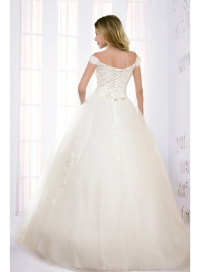 Modest Ball Gown Off The Shoulder Wedding Dress with Appliques