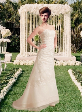 The Super Hot Sweetheart A Line Brush Train Wedding Dress