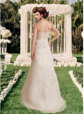 The Super Hot Sweetheart A Line Brush Train Wedding Dress