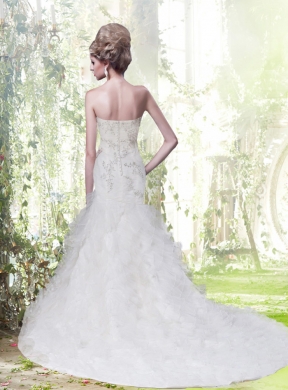 Mermaid Strapless Court Train Beautiful Wedding Dress  with Beading