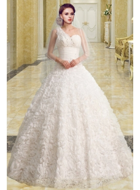 Princess Sweetheart Brush Train Beading Wedding Dresses for Church