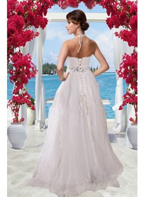 2014 Princess Halter Brush Train Wedding Dress with Rhinestones