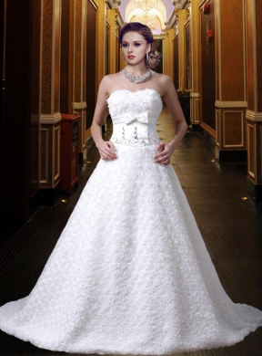 Gorgeous A Line Sweetheart Bowknot Wedding Dress wth Beading