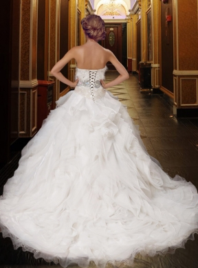 Lovely Beading Ball Gown Wedding Dress with Sweetheart