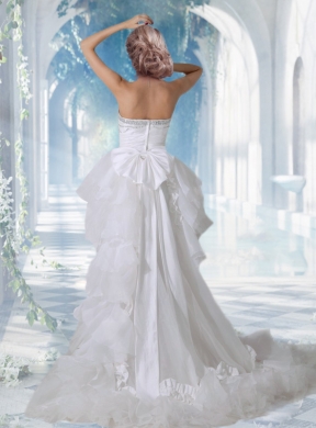 Lovely Sweetheart High Low Beading Wedding Dress for Beach