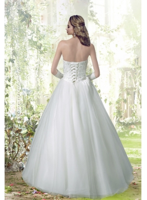 Beautiful Ball Gown Strapless Lace Up Beading Wedding Dress for 2014