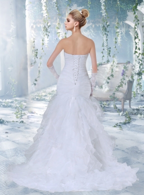 Beautiful Mermaid Sweetheart 2014 Wedding Dress with Beading