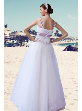 Brand New A Line Straps Floor-length Beading and Belt Wedding Dress