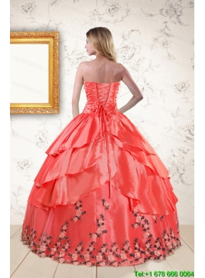 2015 Exquisite Quinceanera Gowns with Ruching and Appliques