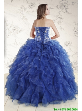 Beautiful Beading and Ruffles 2015 Quinceanera Dresses in Royal Blue