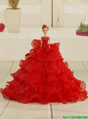 Hot Pink Ruffles and Beaded Wonderful Quinceanera Dresses for 2015