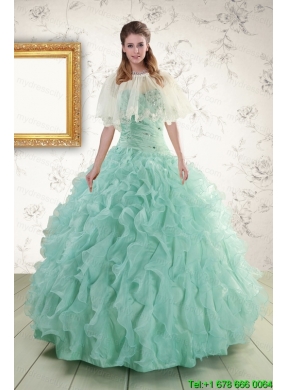 2015 Pretty Sweetheart Beading Quinceanera Dresses in Apple Green