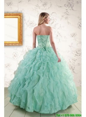 2015 Pretty Sweetheart Beading Quinceanera Dresses in Apple Green