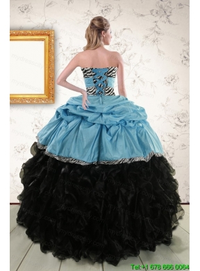 Luxurious Ruffles 2015 Quinceanera Dresses with Zebra and Belt