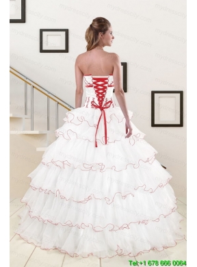 Pretty Ruffeld Layers 2015 Quinceanera Dresses with Appliques