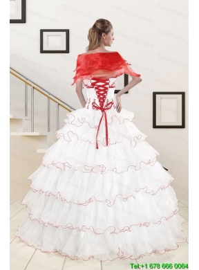 Pretty Ruffeld Layers 2015 Quinceanera Dresses with Appliques