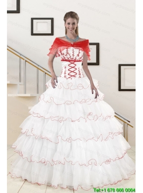 Pretty Ruffeld Layers 2015 Quinceanera Dresses with Appliques