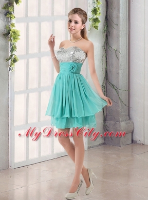 2015 A Line Ruching Lace Up Bridesmaid Dress in Aqua Blue