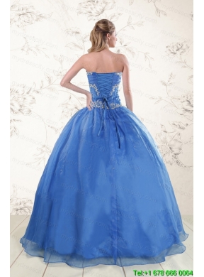 2015 Cheap Appliques Quinceanera Dresses in Royal Blue