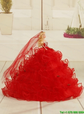 2015 Cheap Sweetheart Red Puffy Quinceanera Dresses with Embroidery