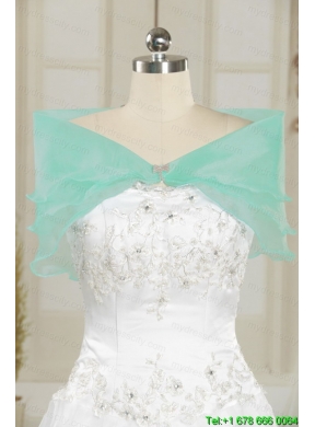 2015 Exquisite Turquoise Sweep Train Quinceanera Dresses with Beading and Picks Ups