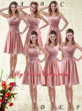 2015 One Shoulder Ruching Empire Chiffon  Luxurious Bridesmaid Dresses