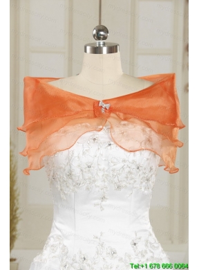 2015 Perfect Strapless Orange Quinceanera Dresses with Beading and Appliques