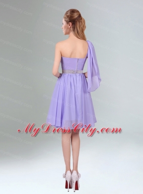 2015 Sassy Beaded and Ruched Short Bridesmaid Dress in Lavender