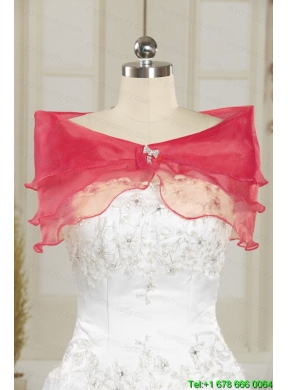 Customize Rolling Flower Beading 2015 Quinceanera Dresses in Coral Red