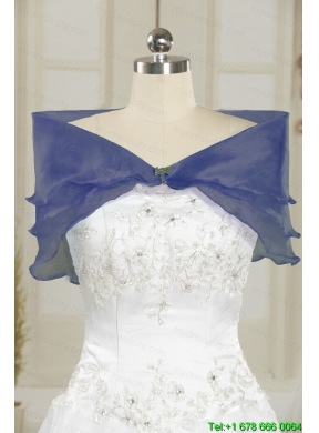 Embroidery and Pick Ups Cheap Quinceanera Dress in Navy Blue