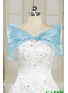 New Style Aqua Blue Quinceanera Dresses with Beading and Flowers