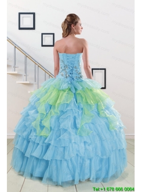 Pretty Strapless 2015 Quinceanera Dresses with Beading