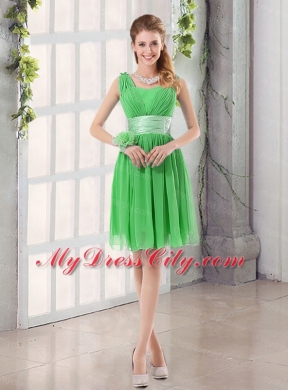 Straps Ruching Sweetheart A Line 2015 Elegant Bridesmaid Dress