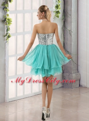 Sweetheart A Line Bridesmaid Dress with Sequins and Handle Made Flowers