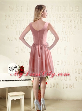 V Neck Empire Chiffon Ruching Bridesmaid Dresses for 2015