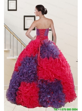 Wonderful Beading and Ruffles Multi-color Quinceanera Dresses