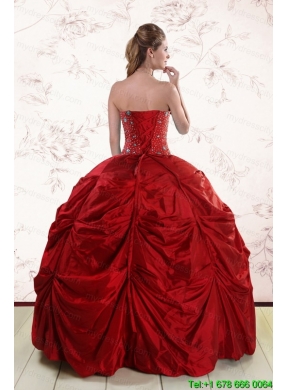 2015 Beaded Strapless Quinceanera Dresses with Pick Ups