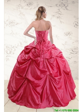 2015 Cheap Appliques Quinceanera Dresses in Hot Pink