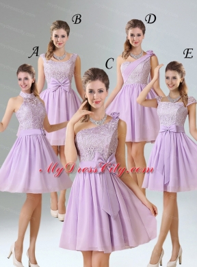 2015 Chiffon Bridesmaid Dress with Ruching Bowknot