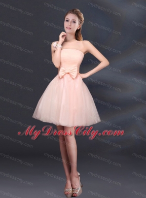 2015 Lace Up Organza Bridesmaid Dress with A Line