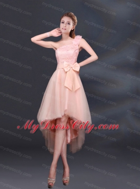 2015 Lace Up Organza Bridesmaid Dress with A Line