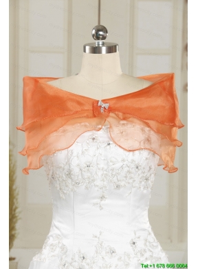 2015 Princess Orange Quinceanera Dresses with Appliques