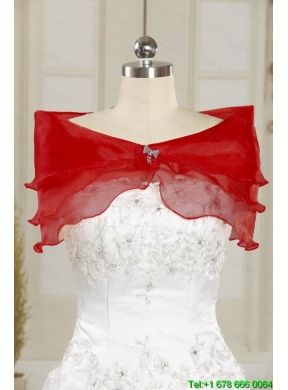 Elegant Red Strapless 2015 Quinceanera Dresses with Appliques