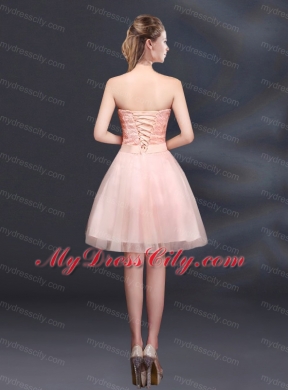 Strapless A Line Hand Made Flowers Bridesmaid Dress for 2015