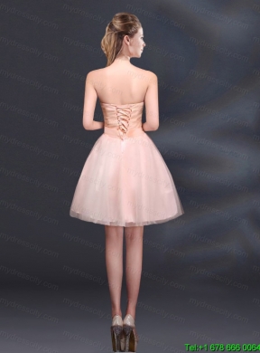 2015 Bowknot A Line Strapless Prom Dress with Lace Up