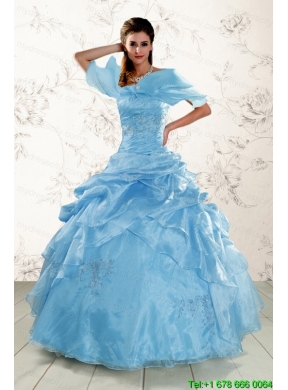 2015 Brand New Aqua Blue Quinceanera Dresses with Appliques