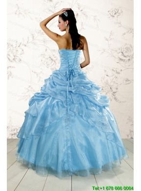 2015 Brand New Aqua Blue Quinceanera Dresses with Appliques