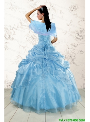 2015 Brand New Aqua Blue Quinceanera Dresses with Appliques