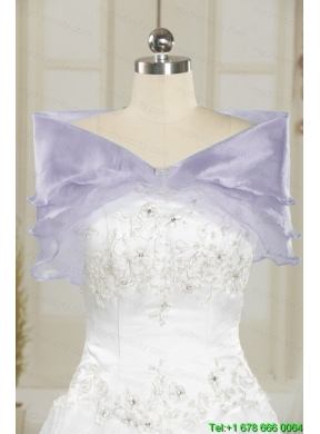 2015 Brand New Strapless Lavender Quinceanera Dresses with Appliques