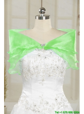 2015 Classical Sweetheart Green Quinceanera Dresses with Appliques and Ruffles